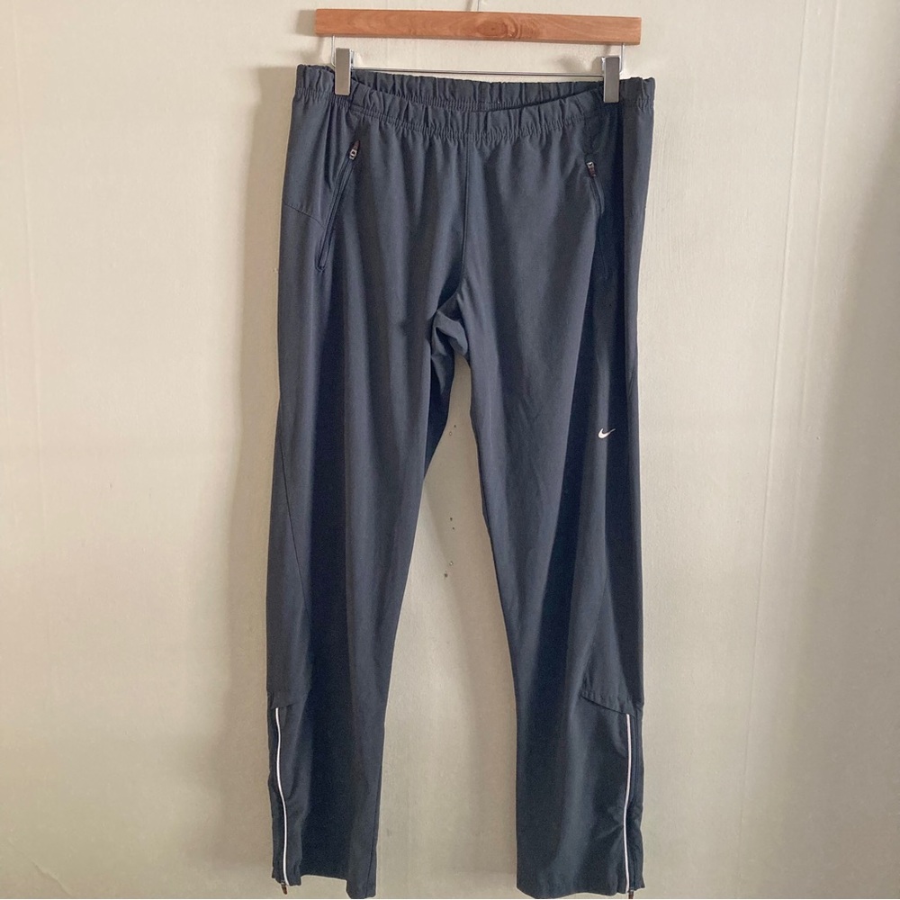 NIKE men’s dri fit gray adjustable waist zipper bottom track pants